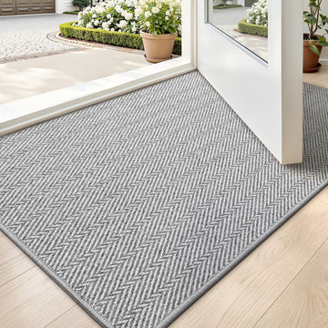 Ultra Thin Indoor Door Mat 24"x36", Entrance Doormat, Light Gray | 0.14" Ultra Thin, Dirt-Trapping & Absorbent