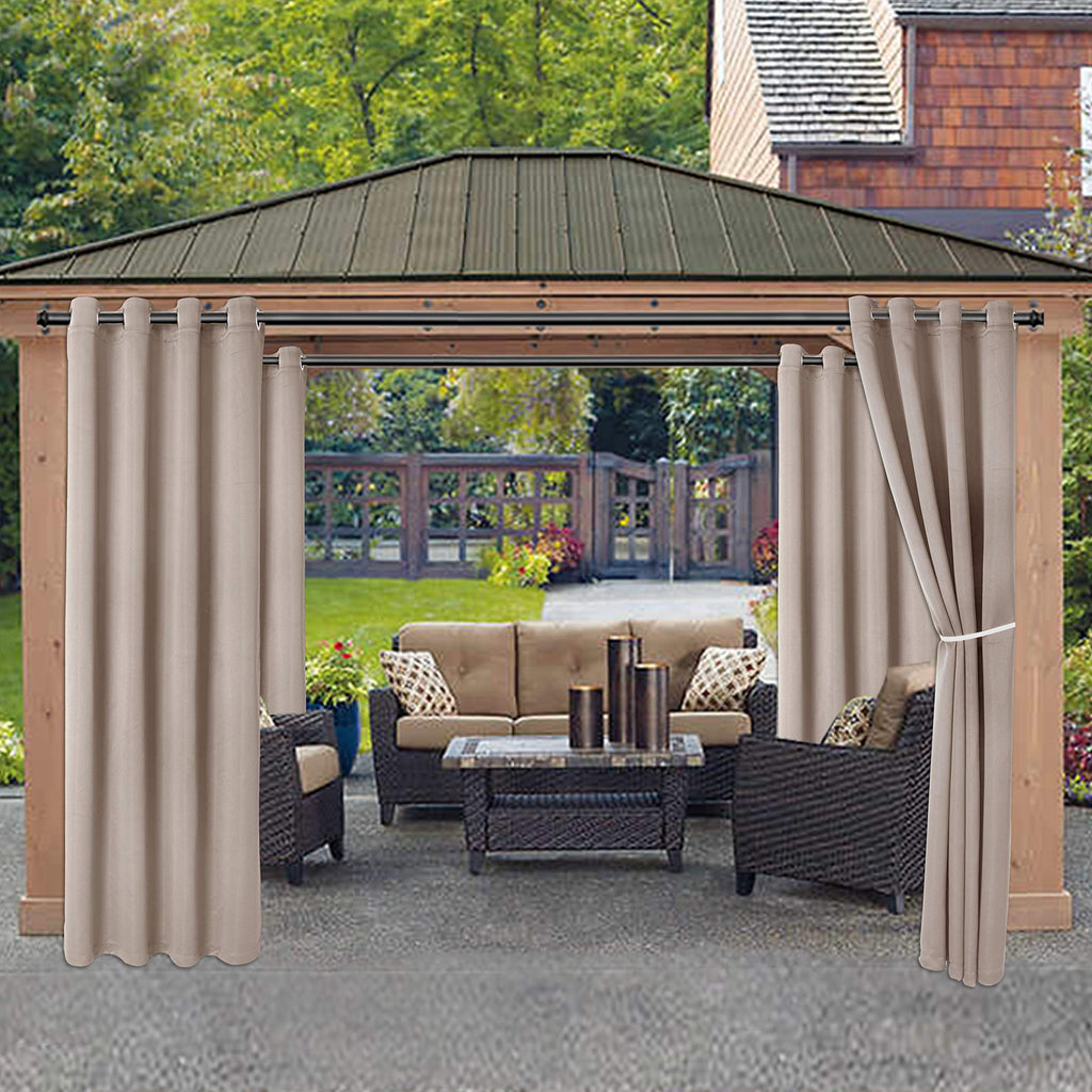 Waterproof Indoor/Outdoor Curtains - Thermal Insulated, Sun Blocking Blackout Curtains, Porch, Living Room, Pergola