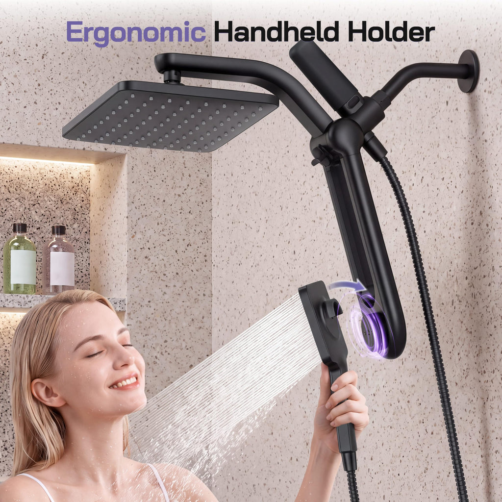 High Pressure Filtered Shower Head with Handheld Combo, Black