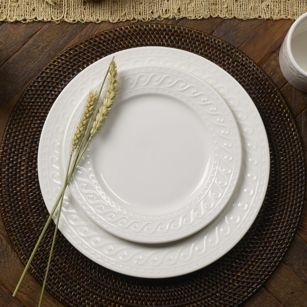 Sylvia Dinnerware Set 32-Piece Service for 8 - White Porcelain Dinner Plates, Salad Plates, Soup Bowls and Mugs