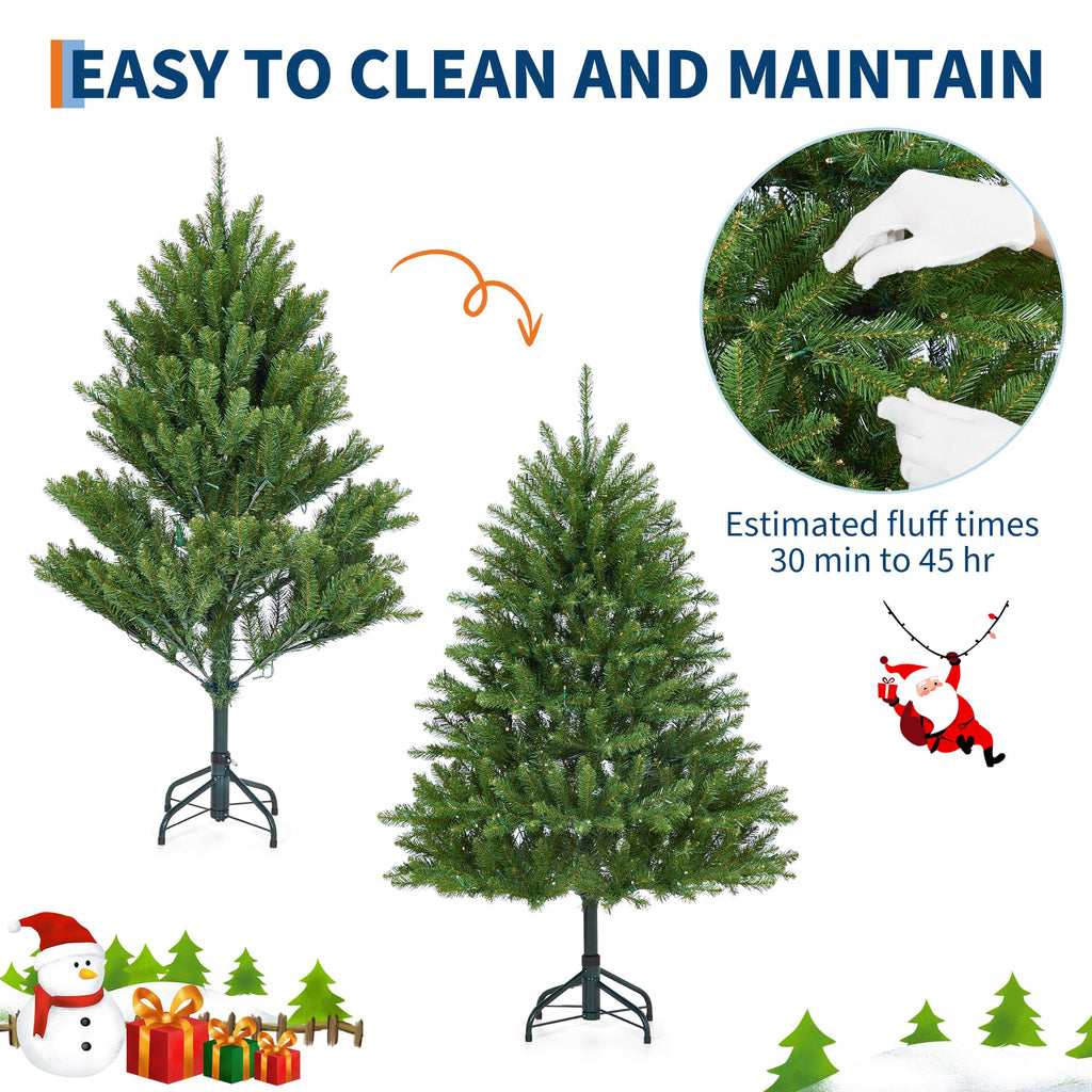 6ft Pre-Lit Artificial Spruce Christmas Tree with 450 Dual-Color LEDs, 1600 Thickened Branch Tips & 2 Lighting Modes
