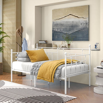 Daybed Twin Size Bed Frame, Mattress Foundation, Metal Slats Support, Platform Furniture, No Box Spring Needed, Large