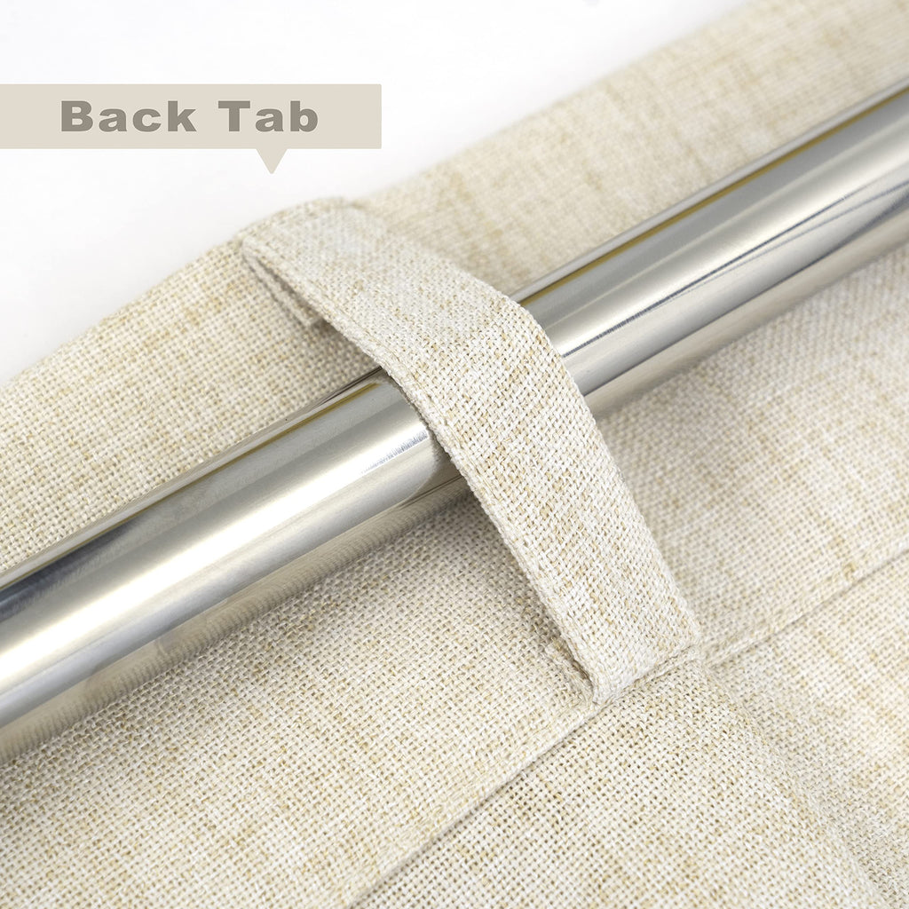 Pinch Pleat Valance Window Faux Linen Textured Solid Beige Valance 16 Inch Light Filtering Farmhouse Linen Curtain