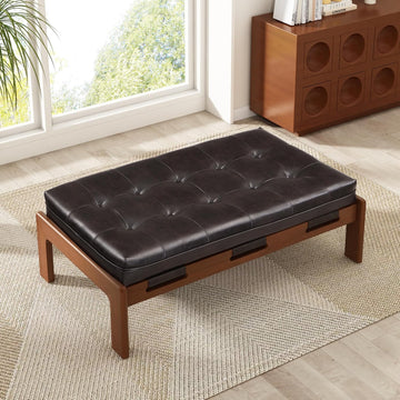 Rectangle Cocktail Ottoman Table,PU Leather Versatile Upholstered Table,Ottoman Living Room Home Decor,Weight