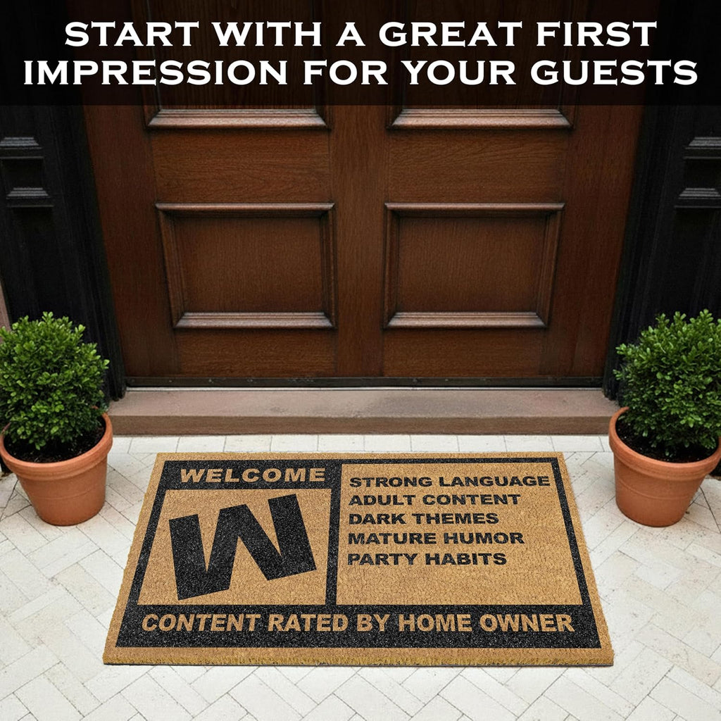 Gamer Mature Rating Door Mat Outdoor 30x17 Inch, Rated M Welcome Mat Coir | Funny Entryway Decor, Fantasy Fan Gift