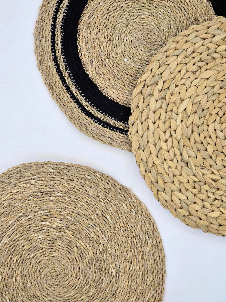 14" Round Woven Seagrass Charger Placemats - Circle Border
