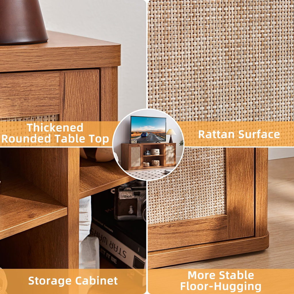 Rattan TV Stands, Tea Brown