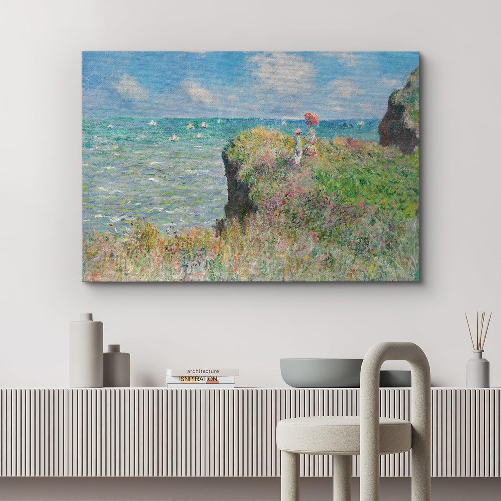 Claude Monet Cliff Walk at Pourville Impressionist Modern Art Canvas Art Home - 24x36 inches