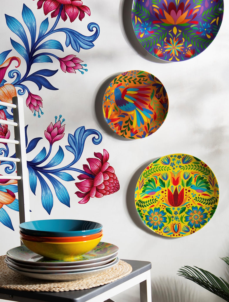 Mexican Flowers 18-Piece Dinner Set, Porcelain and Stoneware, Multi-Coloured Decoration, 6 People