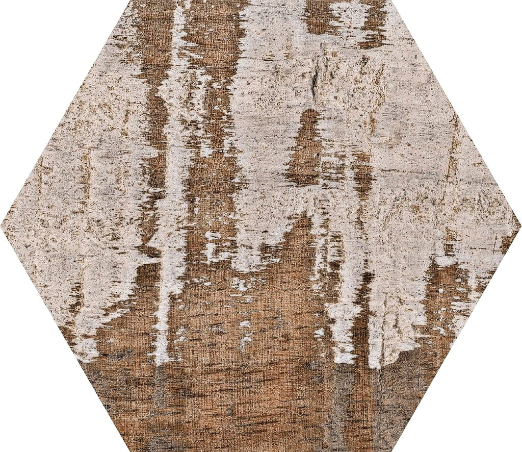 8.75x10 Matterhorn Hexagon Collection Vintage Wood Mix Porcelain Wall Floor Tile (Pack of 9 PCS)