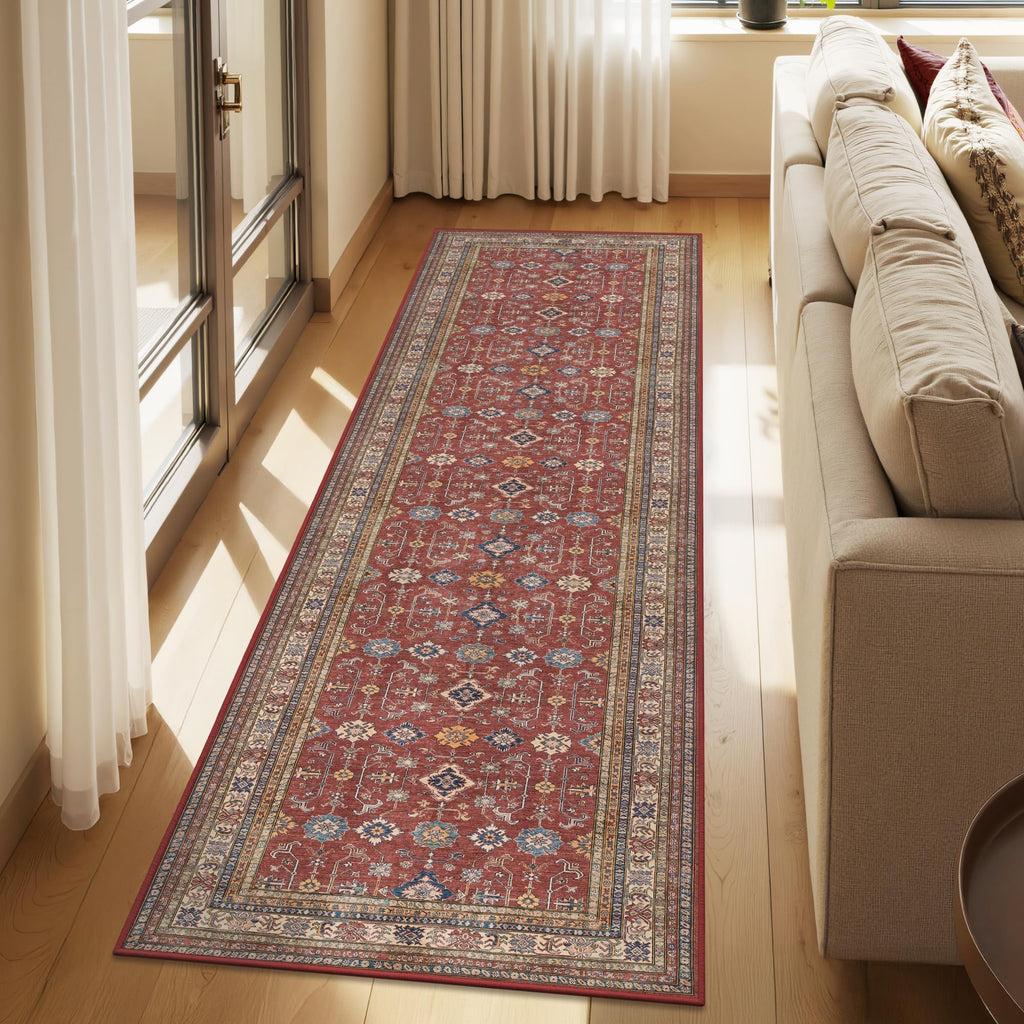 2'6"x8 Runner Rug Non Slip, Washable Runners s Burgundy
