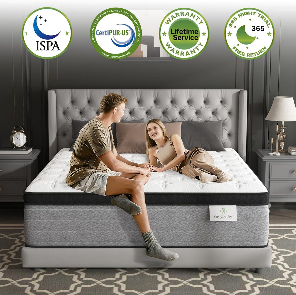 King Size Mattress 12 Inch, Deluxe Hybrid King Mattress in a Box | Gel Memory Foam & 7-Zone Targeted Support Springs