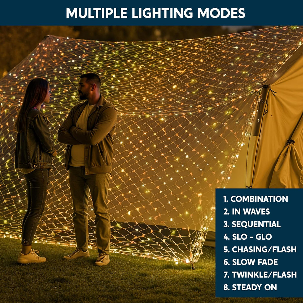 200 LED Christmas Net Lights, 6.5X 10FT Christmas Mesh Lights with 8 Modes, Connectable, Waterproof for Bushes Trees