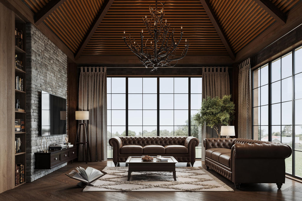 Parma 92" Leather Chesterfield Sofa, Full Leather Upholstery, 3 Seater with Button-Tufted Back, Solid Wood Feet