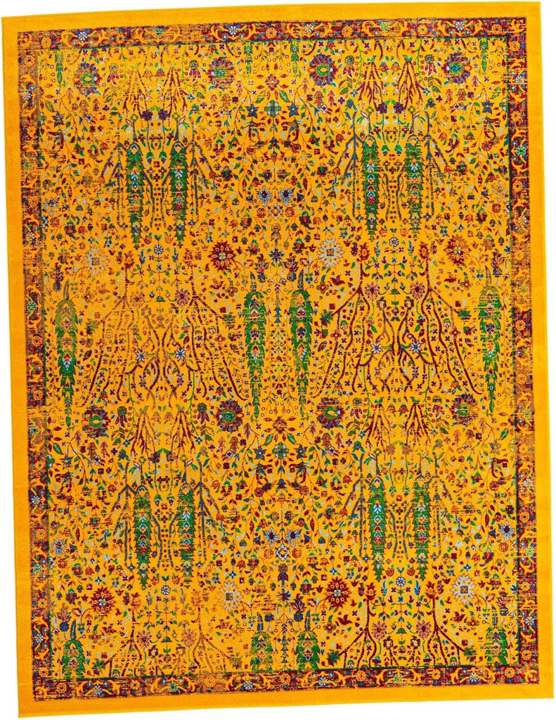 Calypso Rug - 7' 10 x 10' Yellow Area Rug - Stain-Resistant Botanical Design