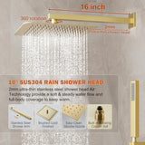 Gold Shower System, Shower Faucet Set with 10-Inch Rain Showerhead and Handheld Spray