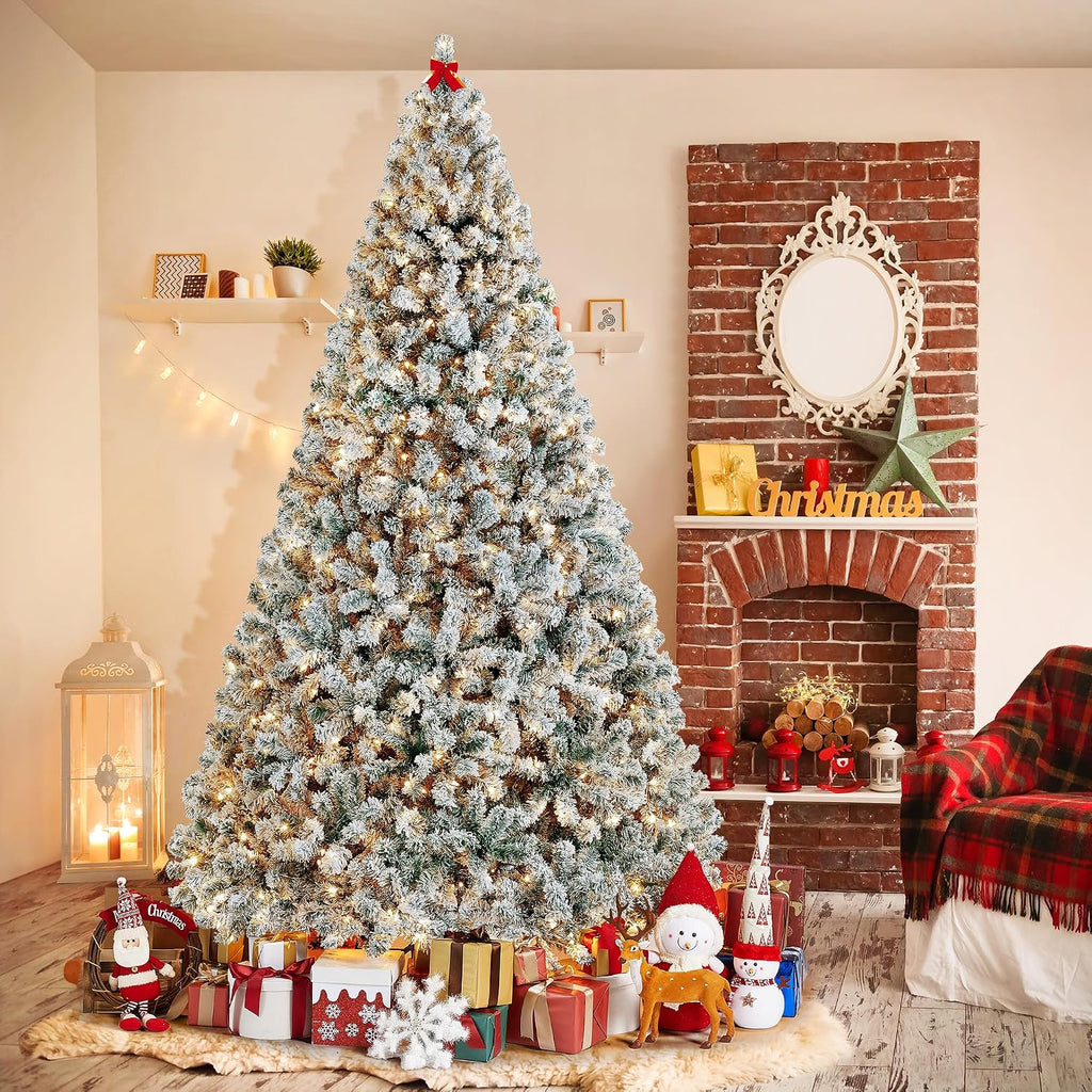 Pre-Lit Snow Flocked Artificial Christmas Tree, 900 Lights