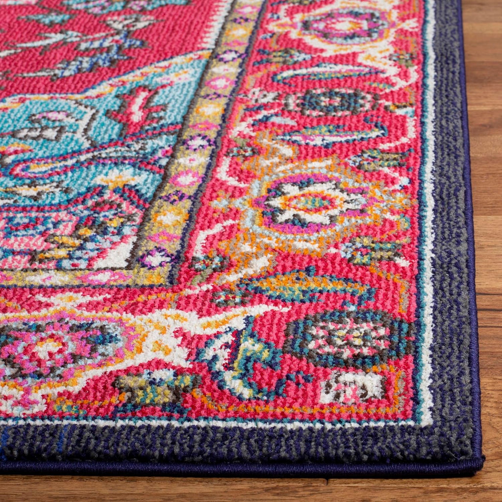 Monaco Collection Accent Rug - 3'4" x 4'7", Red & Turquoise, Medallion Distressed Design, Non-Shedding & Easy Care
