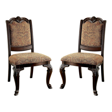 Of America Ferrara Elegant Dining Chair, Brown Cherry, Set of 2
