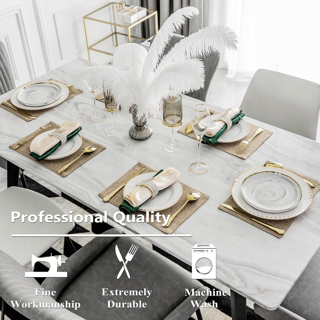 Linen Placemats Heat Resistant Dining Table Cloth Place Mats Kitchen Table Mats Placemats Table Decor - Set of 4