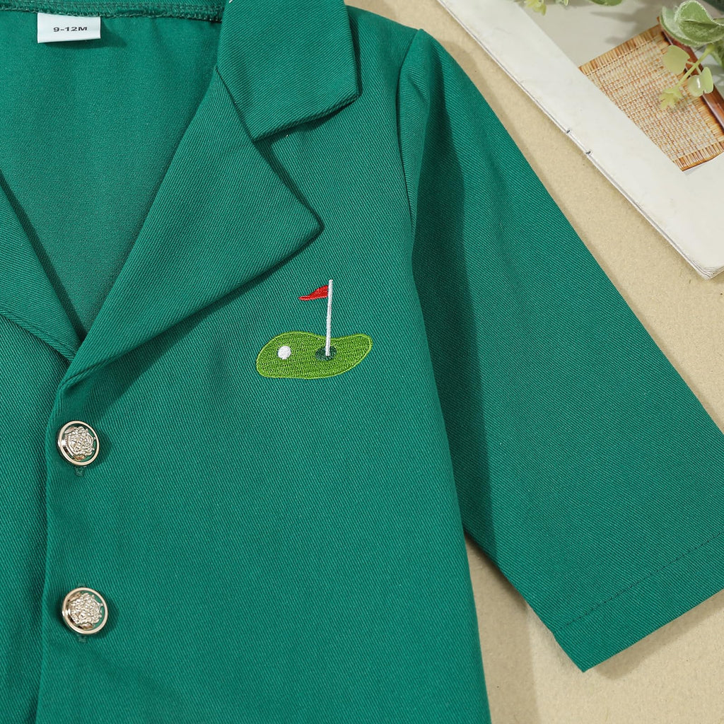 Kid Toddler Baby Boy Golf Outfit Golf Embroidery T-Shirt Quarter Zipper Short Sleeve Collared Shirt Top Coat Clothes