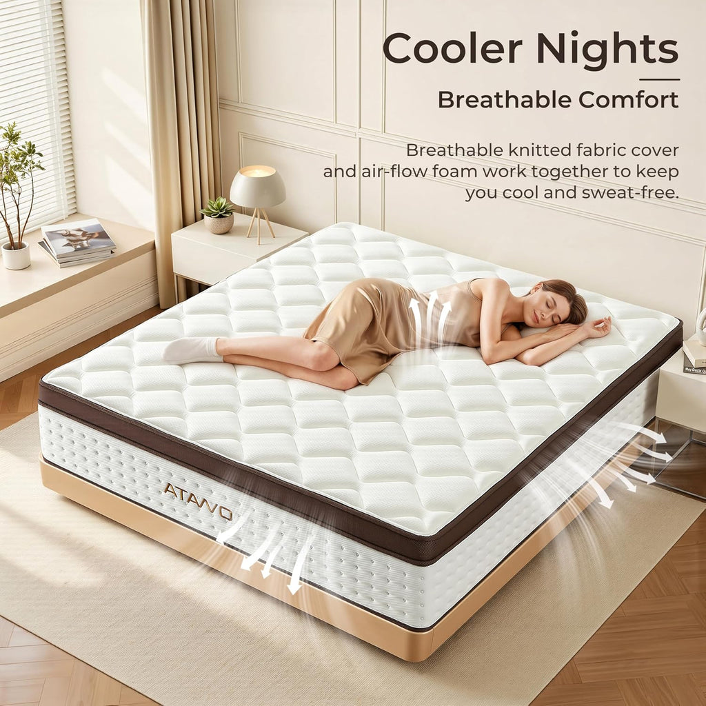 12 Inch Queen Mattress, Medium Firm Hybrid Mattress Queen with Zoned Pocket Springs & Memory Foam for Pressure