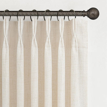 Pinch Pleated Linen Curtains 96 Inches Long for Living Room Bedroom, Light Filtering Boho Window Drape 96 inch 2