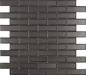 Glass Mosaic Tile | Metallic Gray Bevel Subway | 11" x 14"