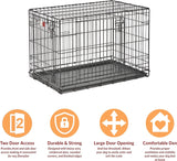 36-Inch LifeStages Crate for Medium-Large Breeds, 41-70 lbs, Double Door Folding Dog Crate with Divider Panel