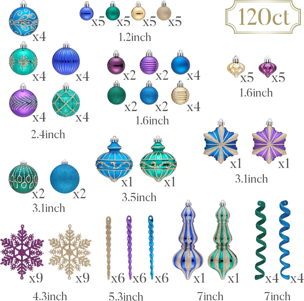 Christmas Ball Ornaments Tree Decorations Set - Set of 120