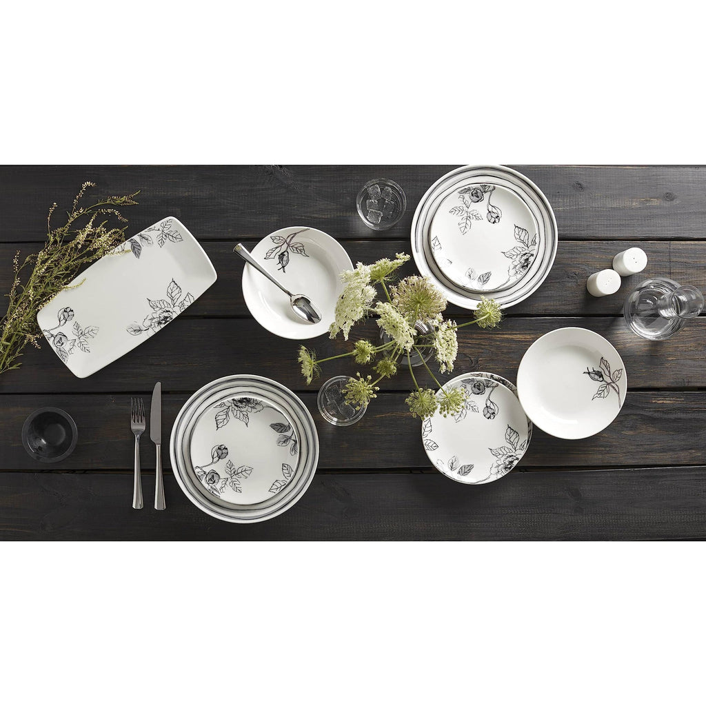 Sketchbook Piece Dinnerware Set, 12 Count, White, Dorm Necessities, Dorm Essentials