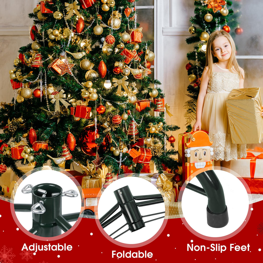 24-Inch Christmas Tree Stand, Folding Artificial Tree Stand Replacement, Metal Tree Base for 3-7.5 FT Trees, Fits