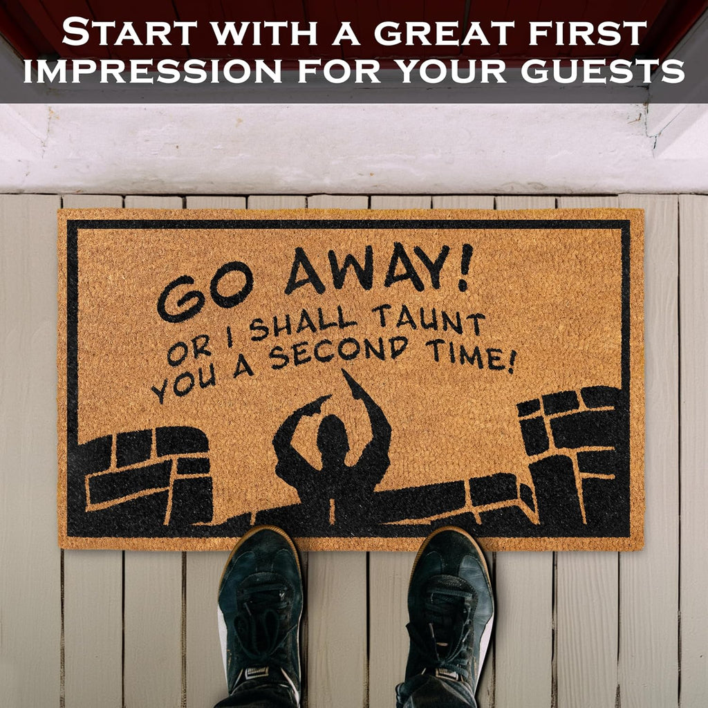 Go Away or I Shall Taunt You 30x17 Inch, Monty Doormat Coir Welcome Mat | Pop Culture Home Decor, Natural Coir