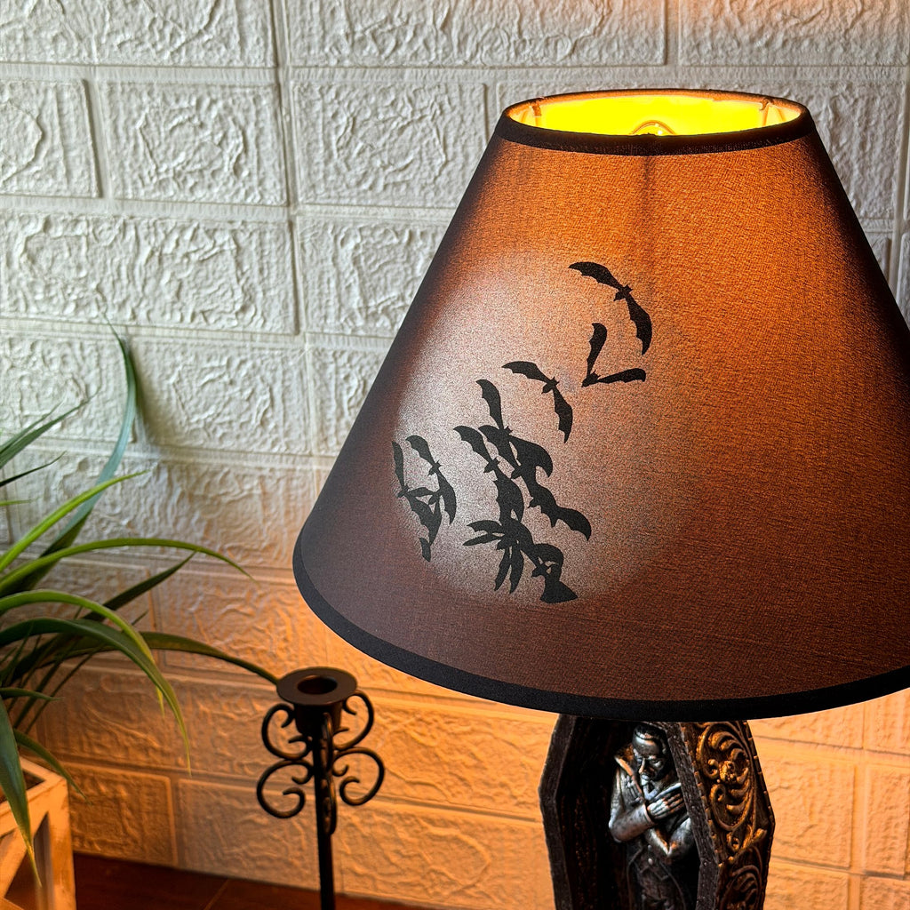 Vampire Coffin Table Lamp, 22 Inch Black Gothic Resin