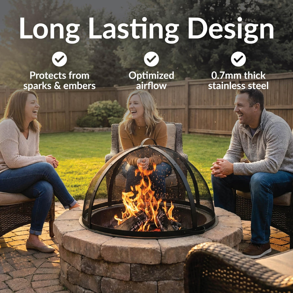 Outdoor Fire Pit Screen Cover, Round, Easy Access Door, 32" Dia