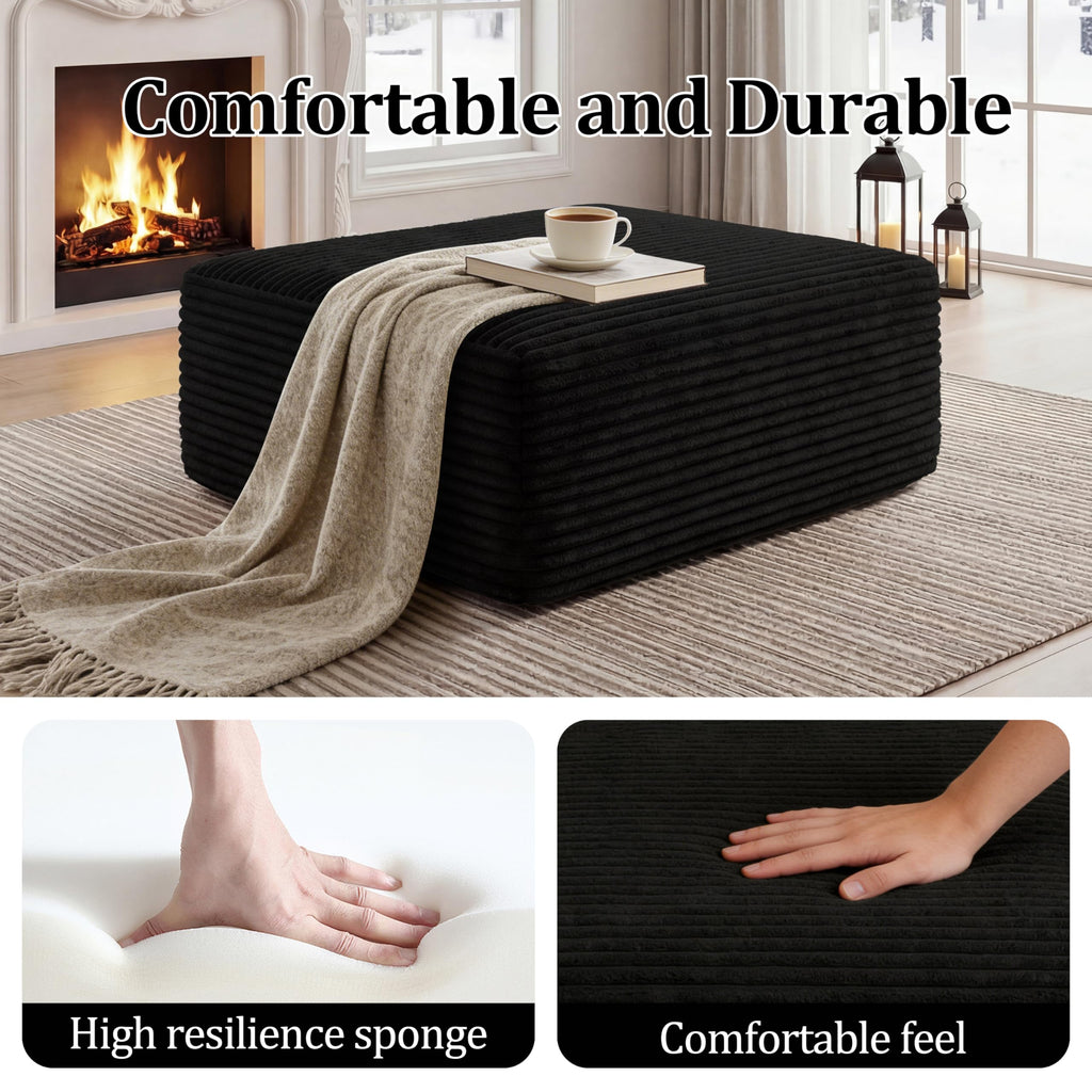 Boneless Ottoman, Modern Corduroy Cloud Foot Rest Foam Support, Oversized Modular Sectional Sofa Stool & Small