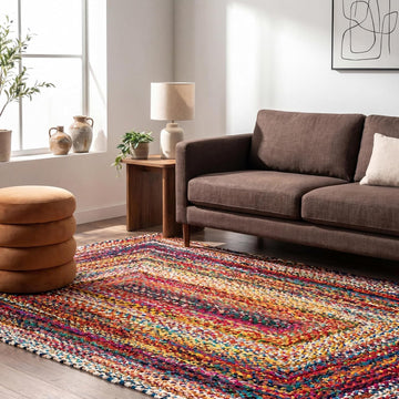 Tammara Multicolor Ombre Braided Area Rug, 3' x 5' | Tammara Ombre 3' x 5' Accent Rug Bedroom Dining Room Entryway