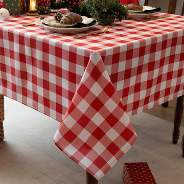 Waterproof Checkered Tablecloth Fabric - Rectangle 58x84 Inch Classic Gingham Buffalo Plaid Table Cloth for