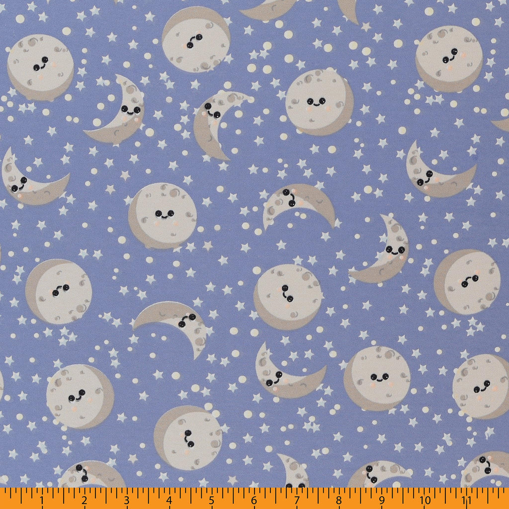 Juvenile Interlock Knit Fabric, Moon and Back Cut by The Yard
