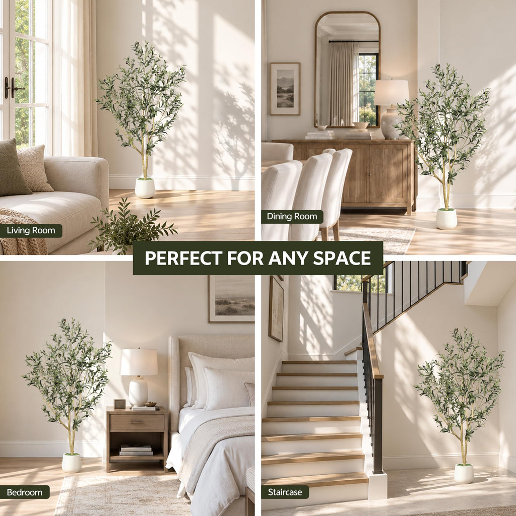 5ft Olive Trees Artificial Indoor with White Tall Planter