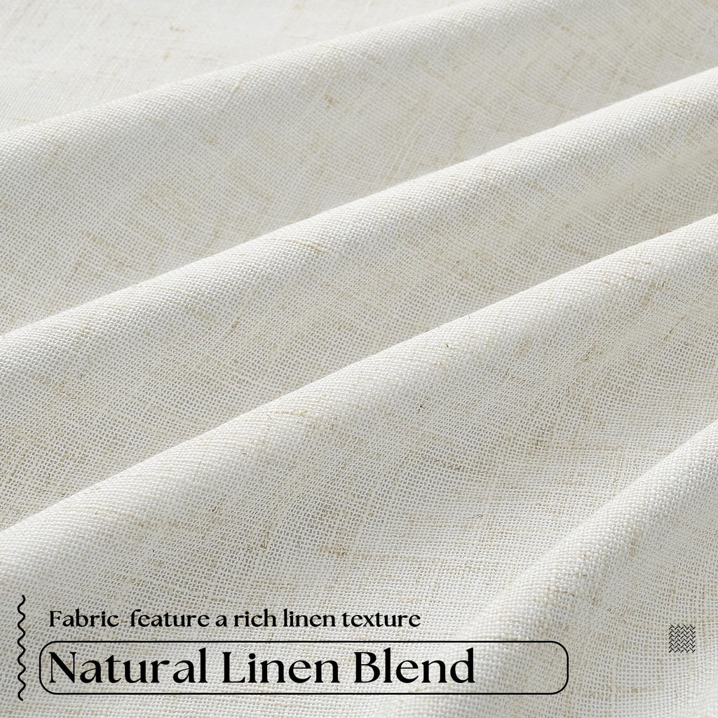 Birch Pinch Pleated Linen Blackout Curtains 86 Inch Length 2 Panels Thermal Insulated Full Blackout Dual Layer Drapes