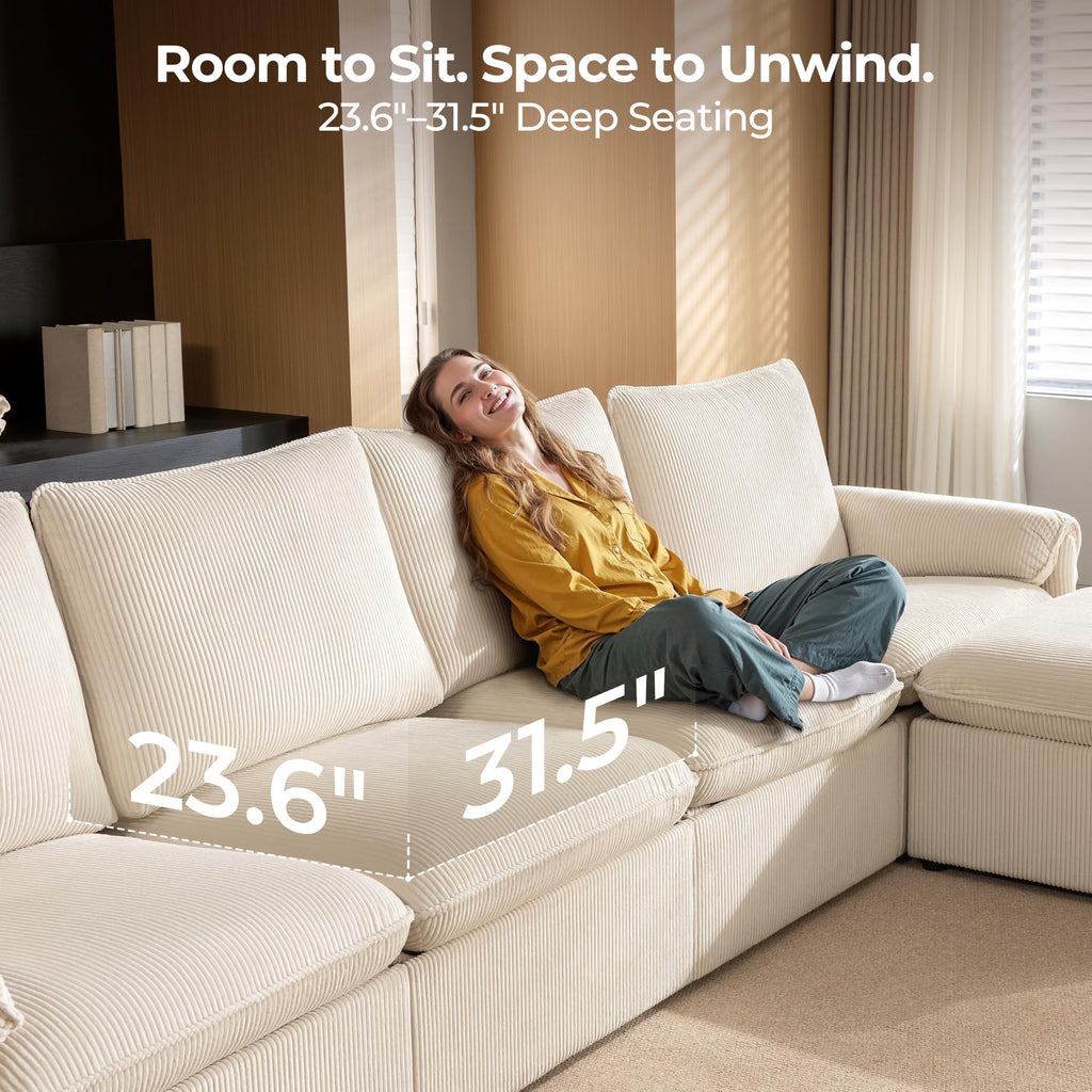 181" 4-Seat Modular Power Reclining Sectional Couch, Beige