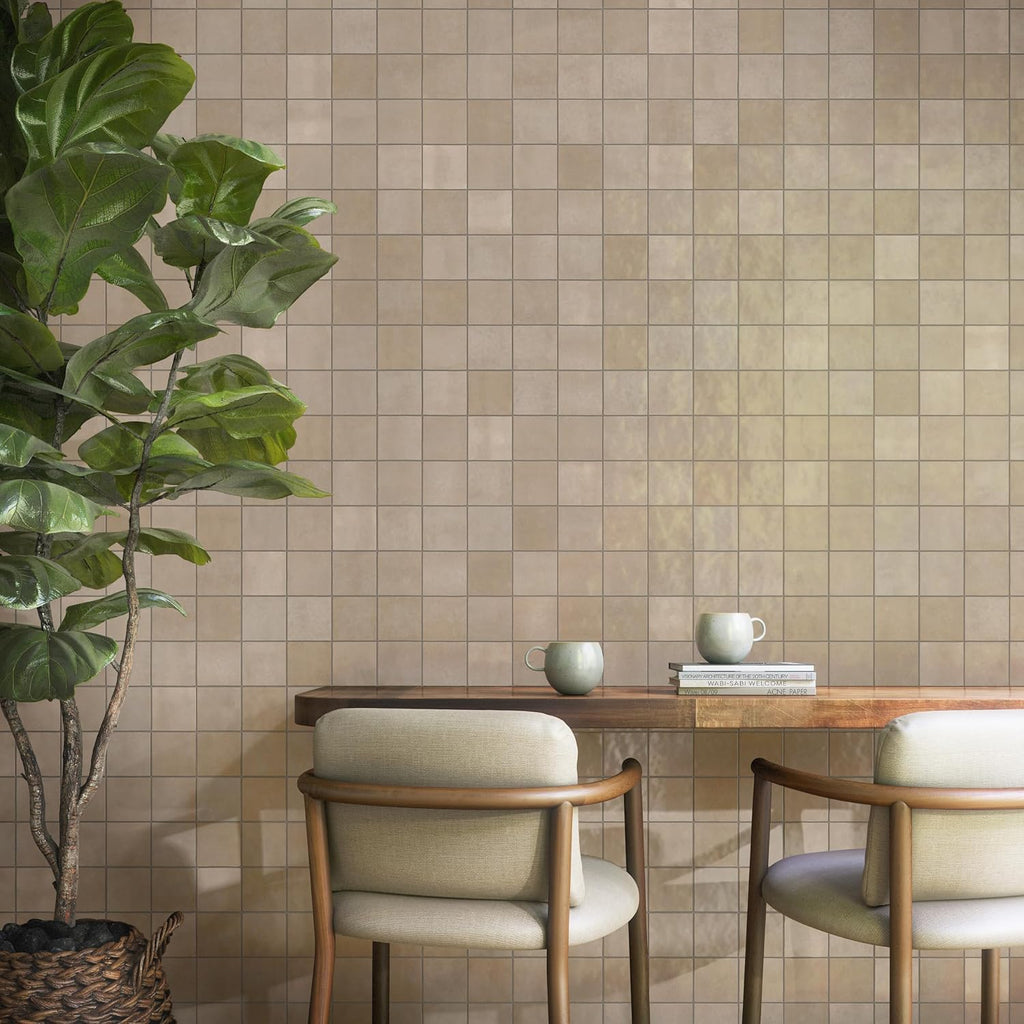 Zellige 4" x 4" Ceramic Wall Tile in Glossy Lana (7.98 SQFT per Carton) (76 PC per Carton)