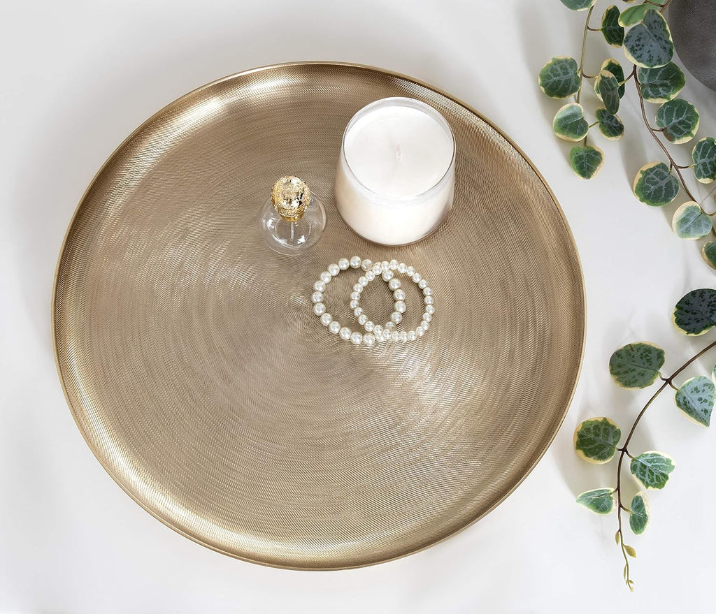 Stovring Mid-Century Tray, 16 Inch Diameter, Gold, Modern Tray for Serving, Storage, and Display