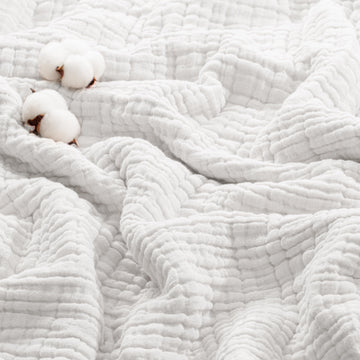 100% Cotton 6-Layer Muslin Blanket, Pure White