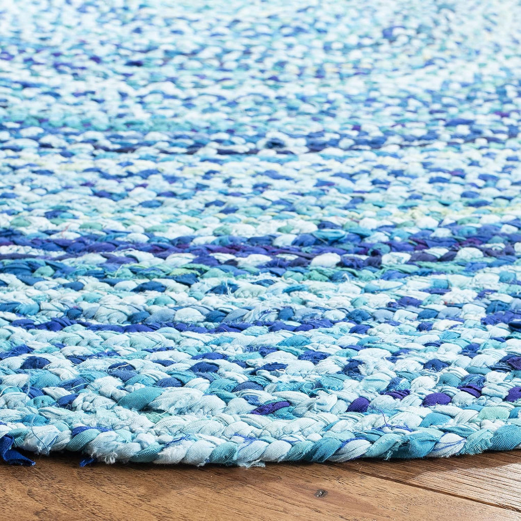 Braided Cotton Oval Rug 3'x5', Farmhouse Turquoise BRD452K