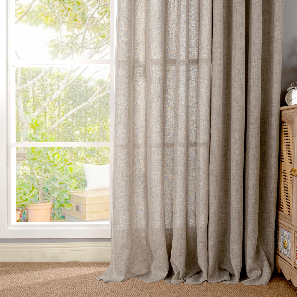 Oatmeal Linen Farmhouse Curtains 84 Inches Long