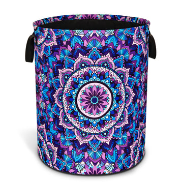 Mandala Flowers Laundry Basket Foldable Waterproof Hamper 18.9 x 16.5 Inch