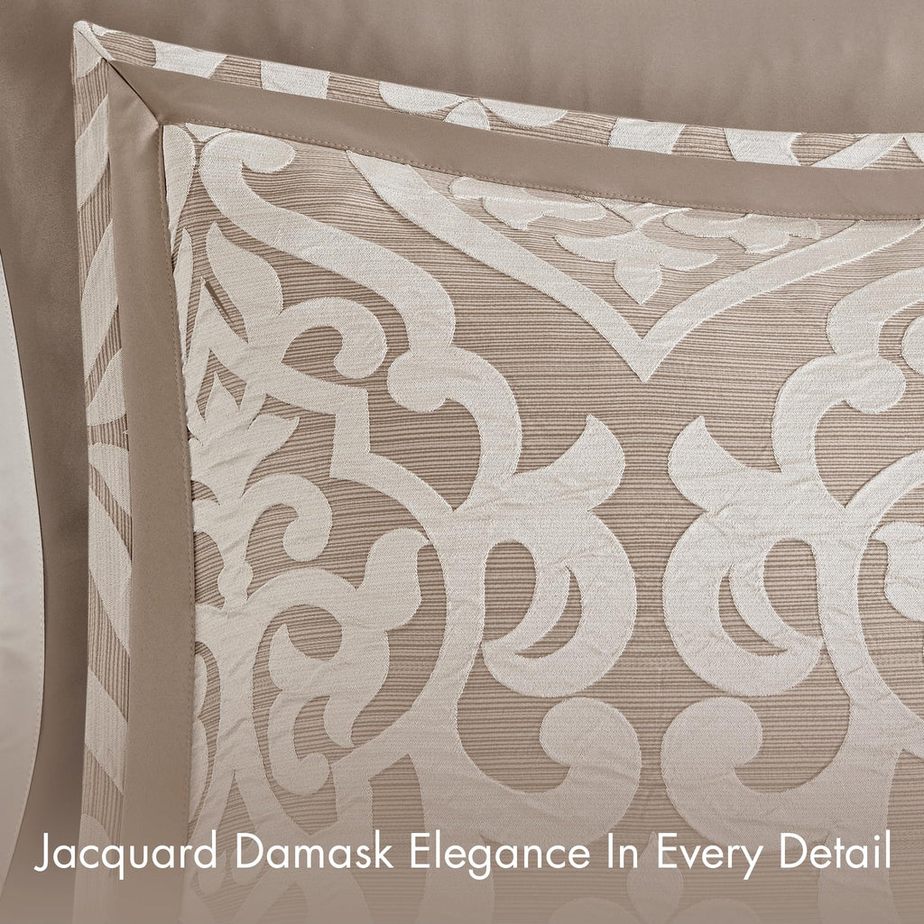 Odette Cozy Comforter Set Jacquard Damask Medallion Design - Modern All Season, Down Alternative Bedding, Shams