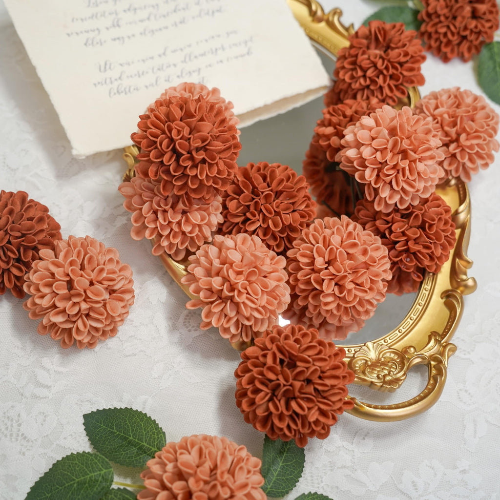 Artificial Dahlia Flowers 50pcs Terracotta Artificial Rose for DIY